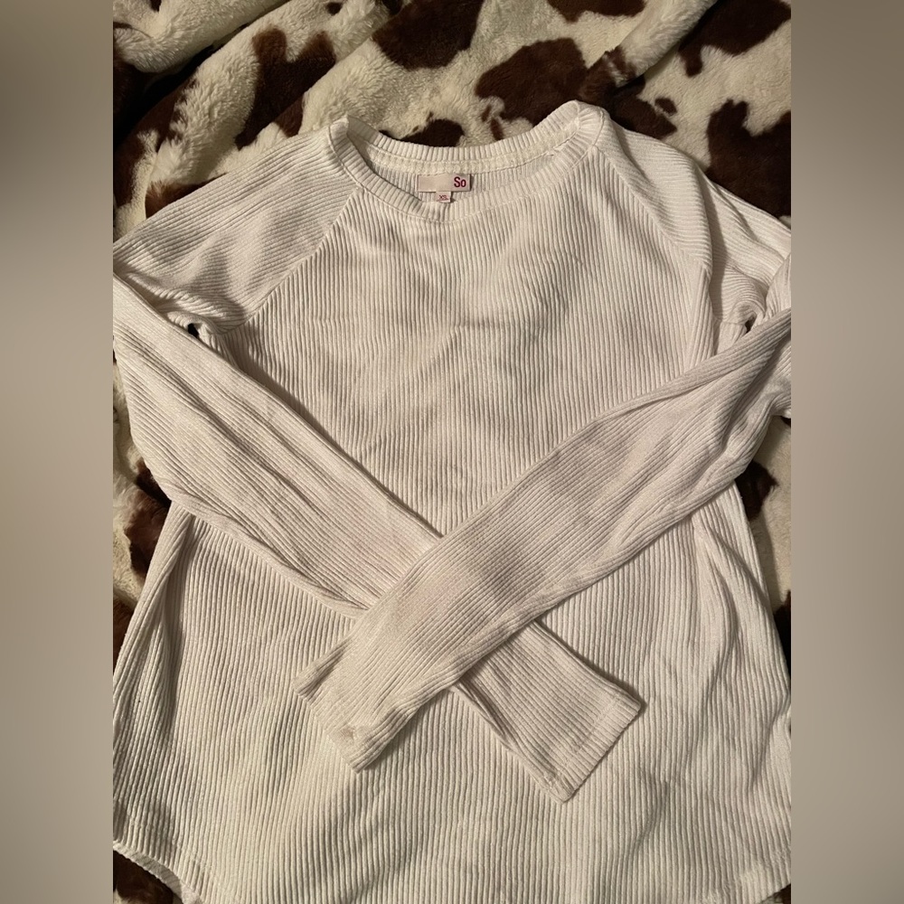 White Ribbed Sweater